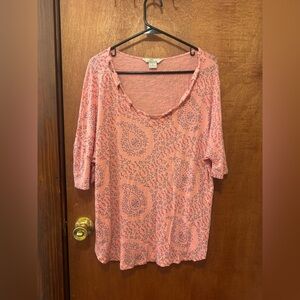 Chic Pink Patterned Women's Blouse